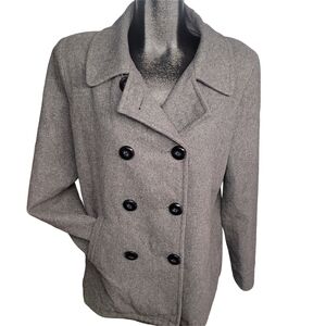 Old Navy Gray Double-Breasted Wool Blend Pea Coat L